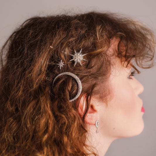 Juno Moon & Star Hair Clip Set | Silver - Hair Clip