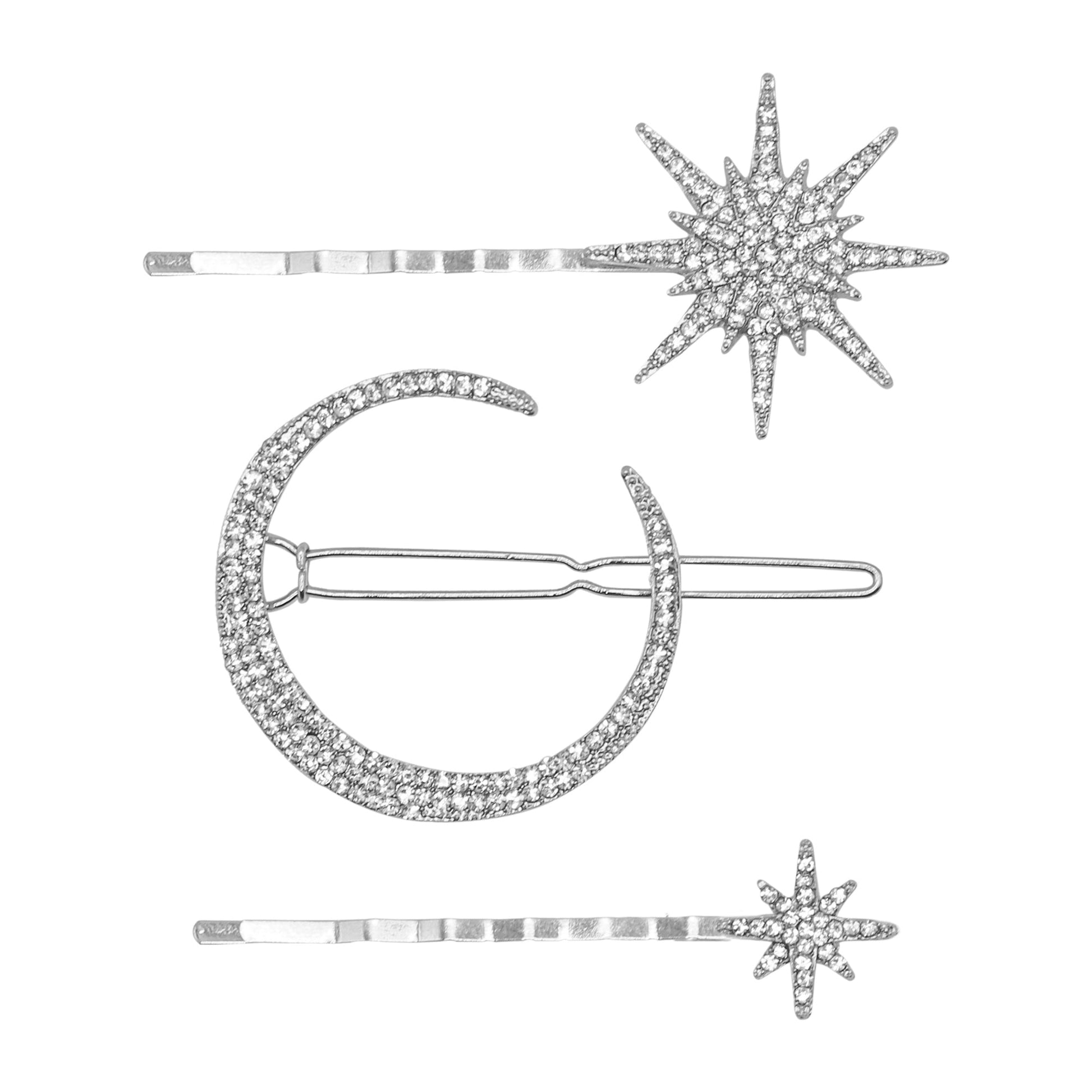 Juno Moon & Star Hair Clip Set | Silver - Hair Clip