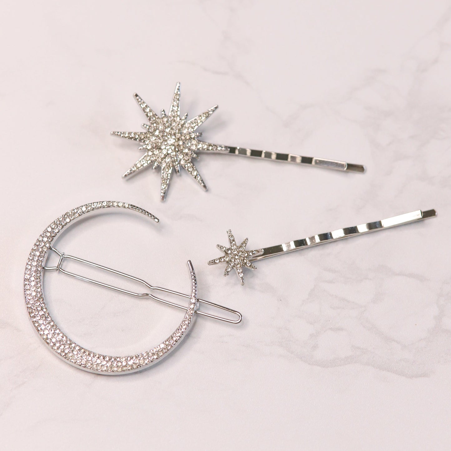 Juno Moon & Star Hair Clip Set | Silver - Hair Clip