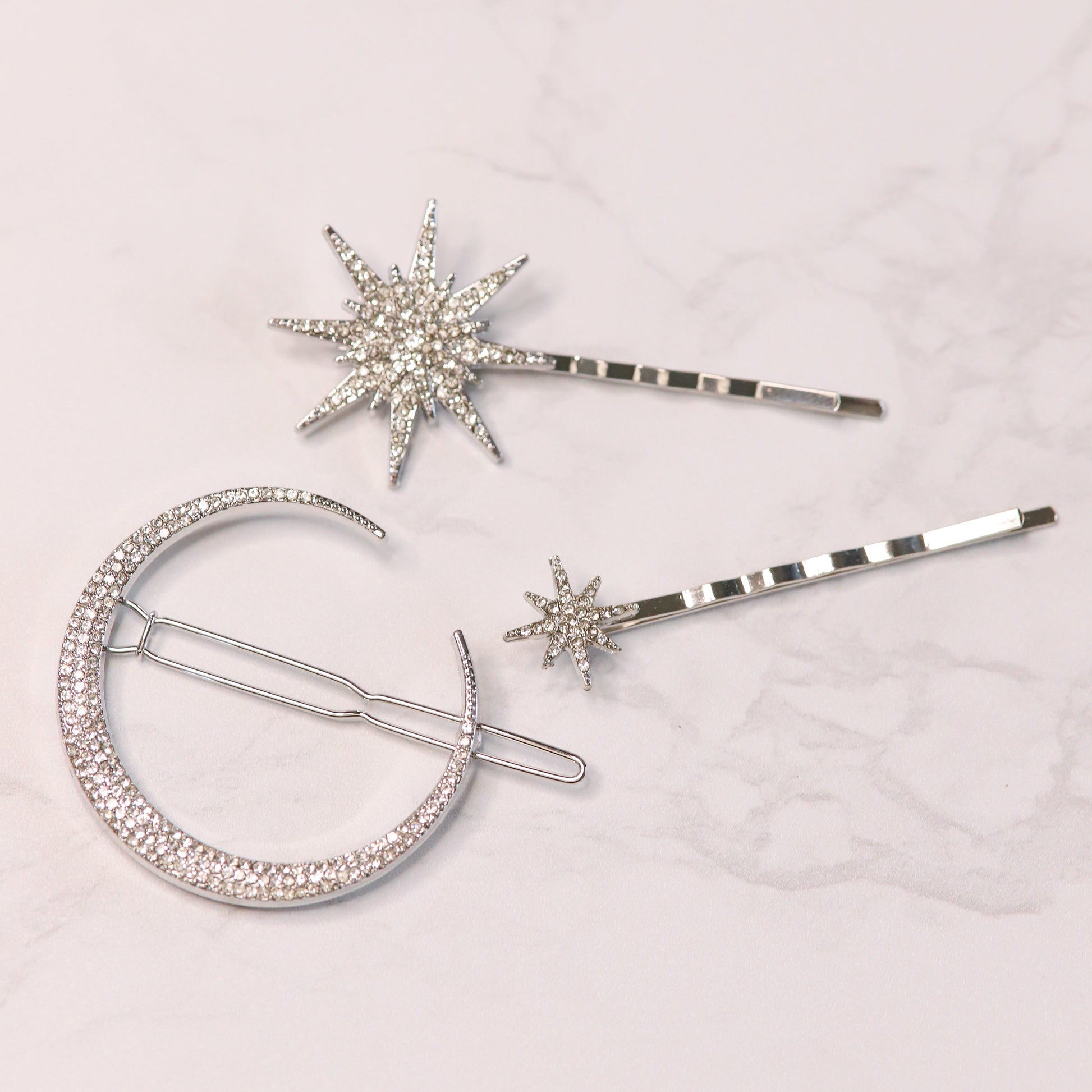 Juno Moon & Star Hair Clip Set | Silver - Hair Clip