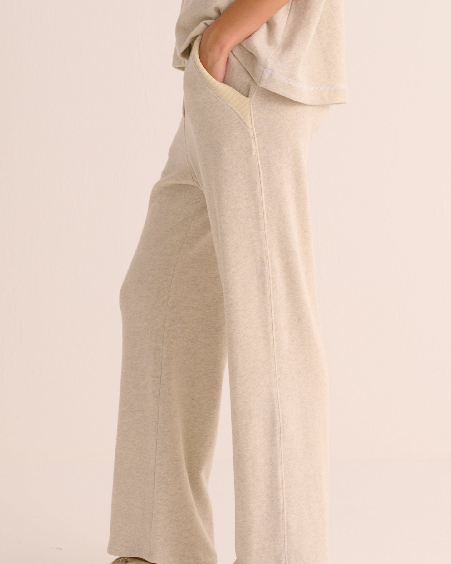 Cream Marl Organic Cotton Sweatshirt and Joggers Set - Joggers