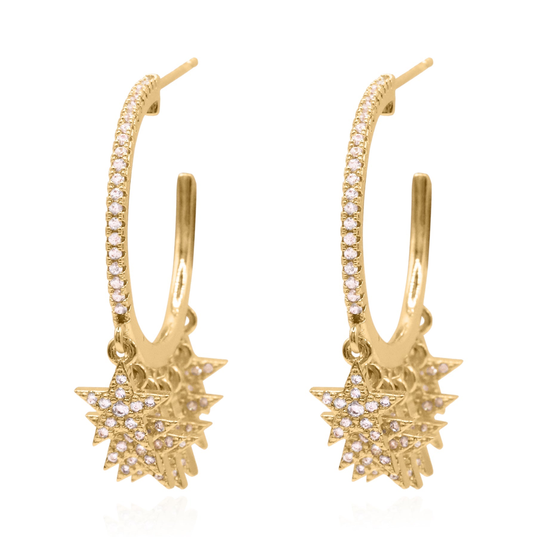 Lyra Star Hoop Earrings | 18K Gold Plated - Earrings