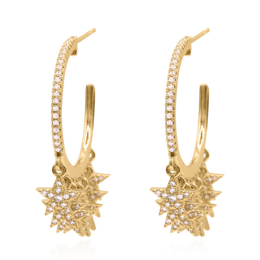 Lyra Star Hoop Earrings | 18K Gold Plated - Earrings