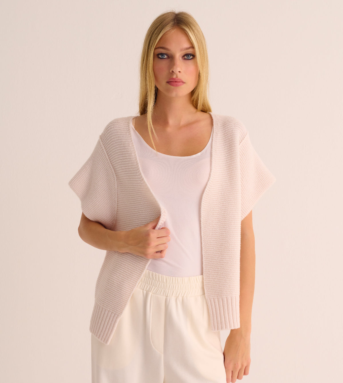 Ivory Alpaca Short Sleeve Shrug - Loungewear