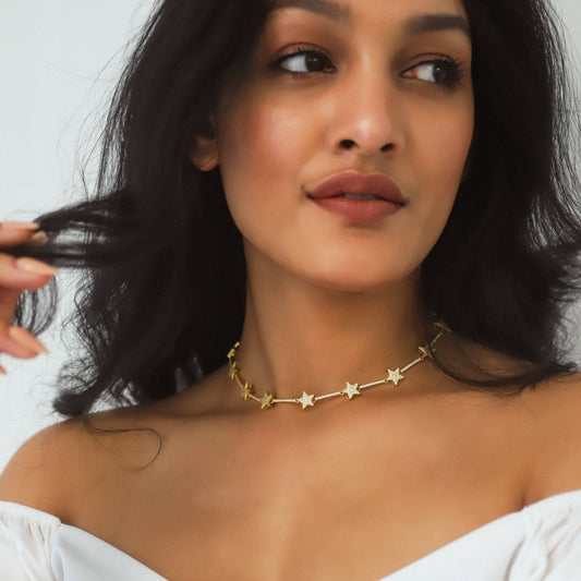 Margot Sparkling Star Choker | 18k Gold Plated - Necklace