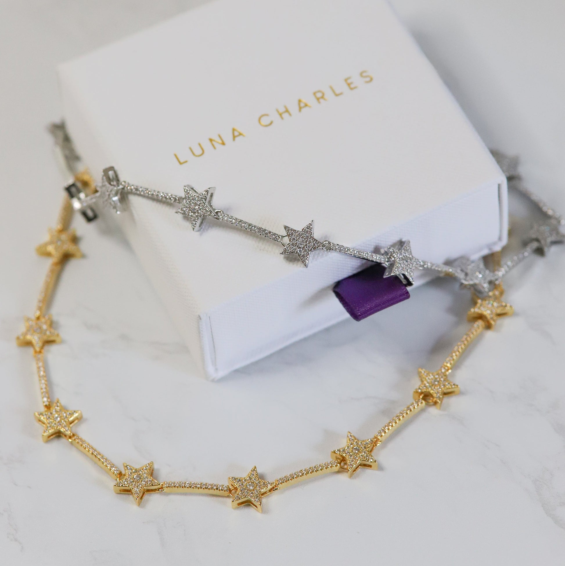 Margot Sparkling Star Choker | 18k Gold Plated - Necklace