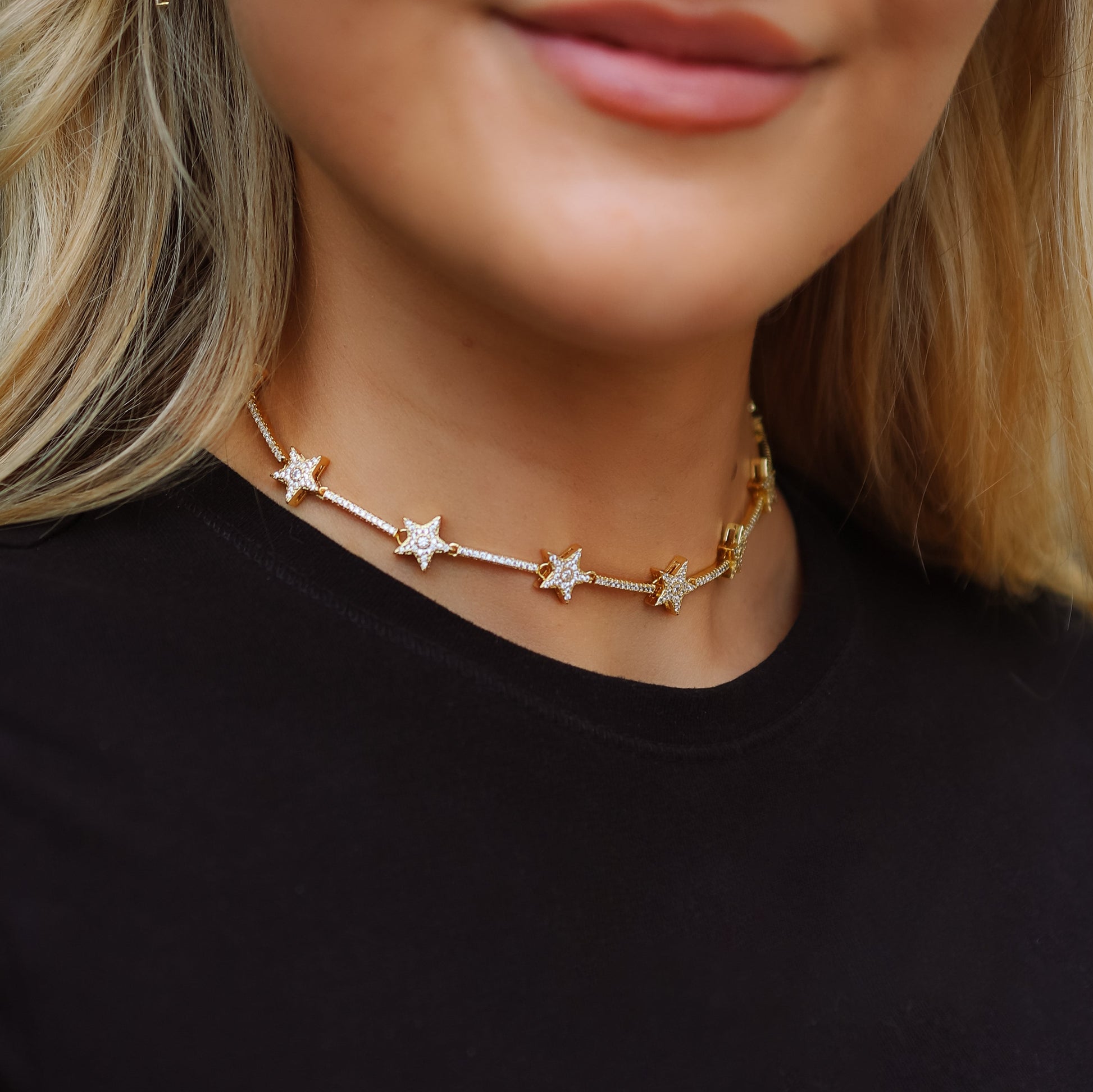 Margot Sparkling Star Choker | 18k Gold Plated - Necklace