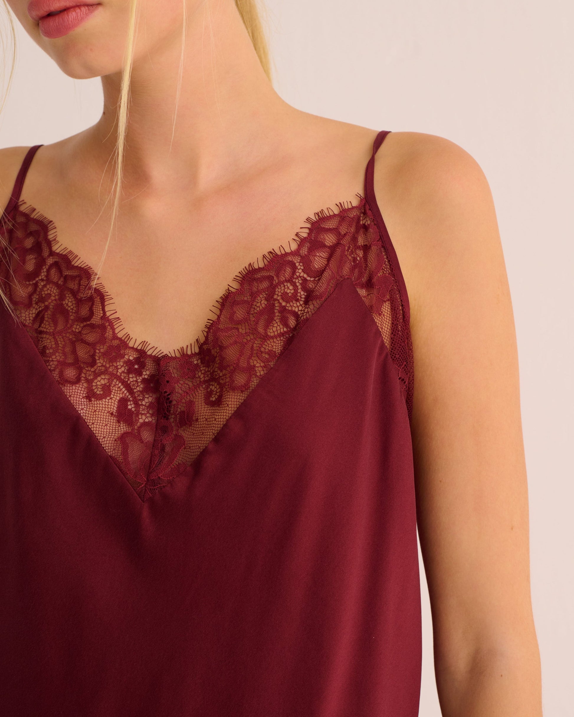 Merlot Washable Organic Stretch Silk Camisole and Shorts Set - Loungewear
