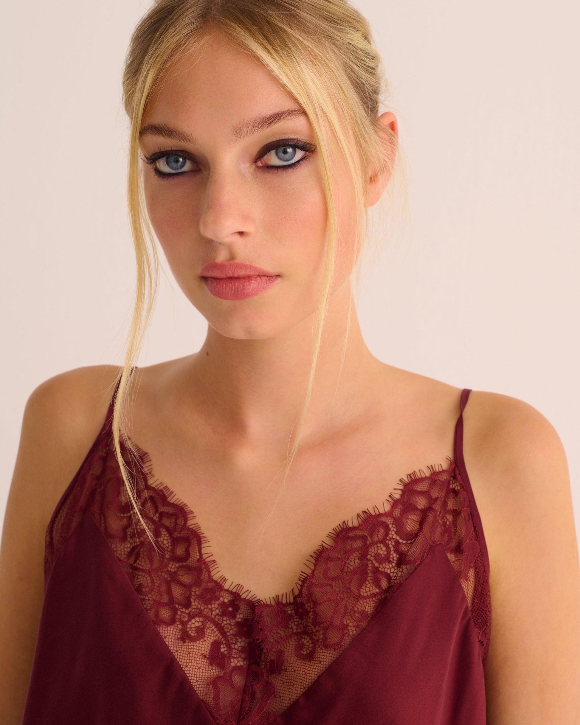 Merlot Washable Organic Stretch Silk Camisole and Shorts Set - Loungewear