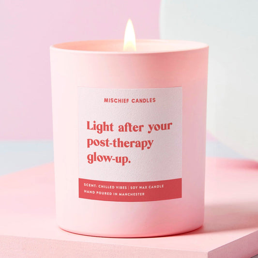Funny Therapy Gift Soy Wax Candle Light After Your Post-Therapy Glow-Up Candle Only - Candles