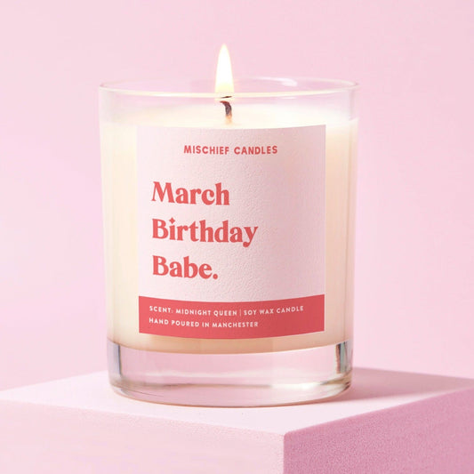 March Birthday Gift Funny Gift Candle March Birthday Babe - Candles
