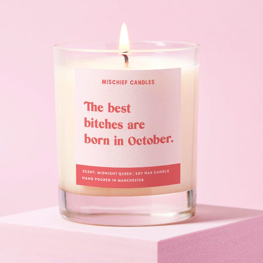 October Birthday Gift Funny Birthday Gift Candle October Birthday Bitch - Candles