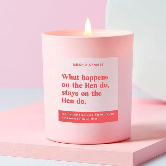 Funny Hen Party Gift Candle What Happens on The Hen Do Candle Only - Candles
