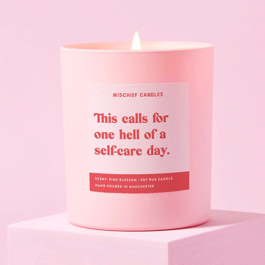 Thinking of You Gift Funny Candle One Hell of a Self-Care Day Candle Only - Candles