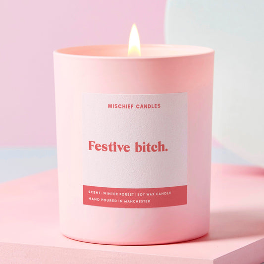 Funny Christmas Gift For Her Friend Candle Festive Bitch Candle Only - Candles