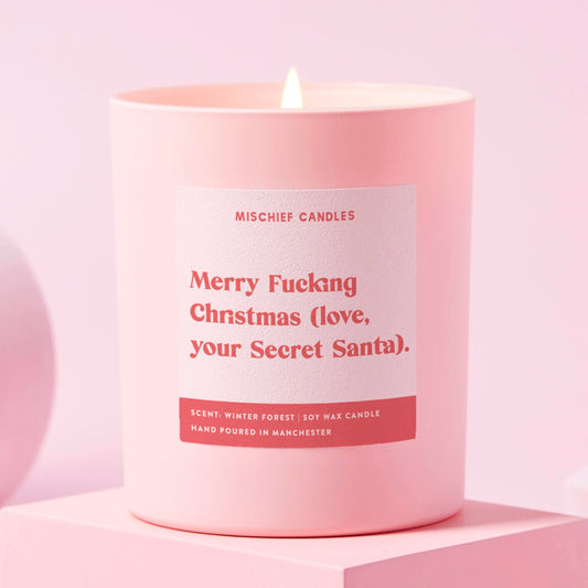 Funny Christmas Gift Merry Christmas Love From Secret Santa Candle Candle Only - Candles