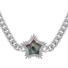 Collier ras du cou étoile pointue en labradorite Odette | Argent sterling 925