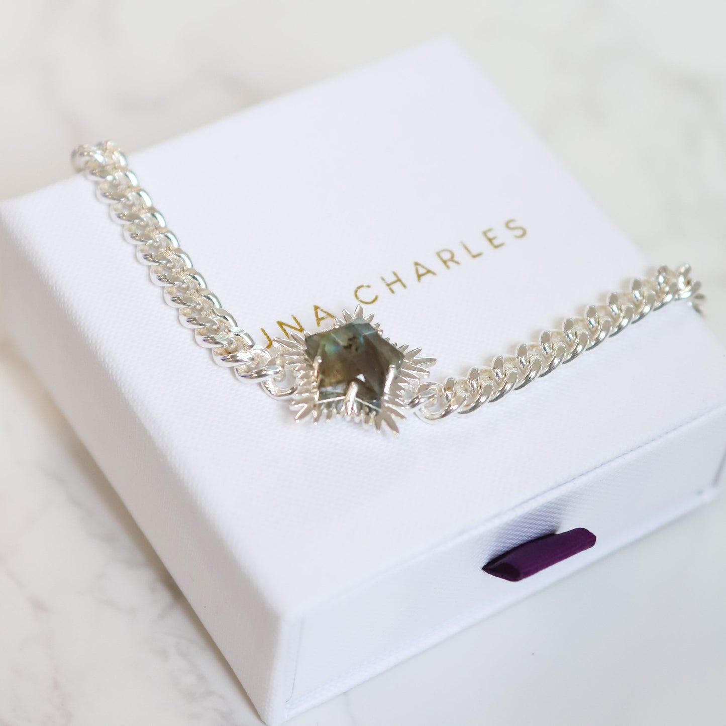 Odette Labradorite Spiky Star Choker Necklace | 925 Sterling Silver - Necklace