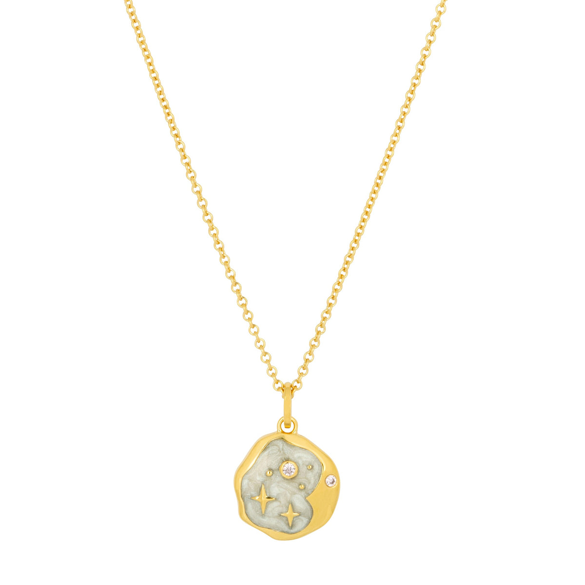 Pink Opal and Pearl Enamel Starry Night Gold Necklace - Necklaces