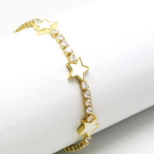 Trella Luxe 18k Gold Plated Star Tennis Bracelet - Bracelets