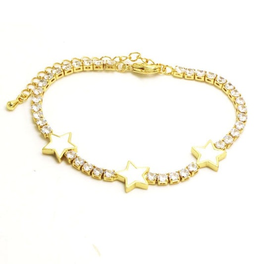Trella Luxe 18k Gold Plated Star Tennis Bracelet - Bracelets