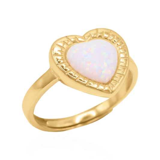 Roxanne Opal Heart Ring | 18k Gold Plated - Ring