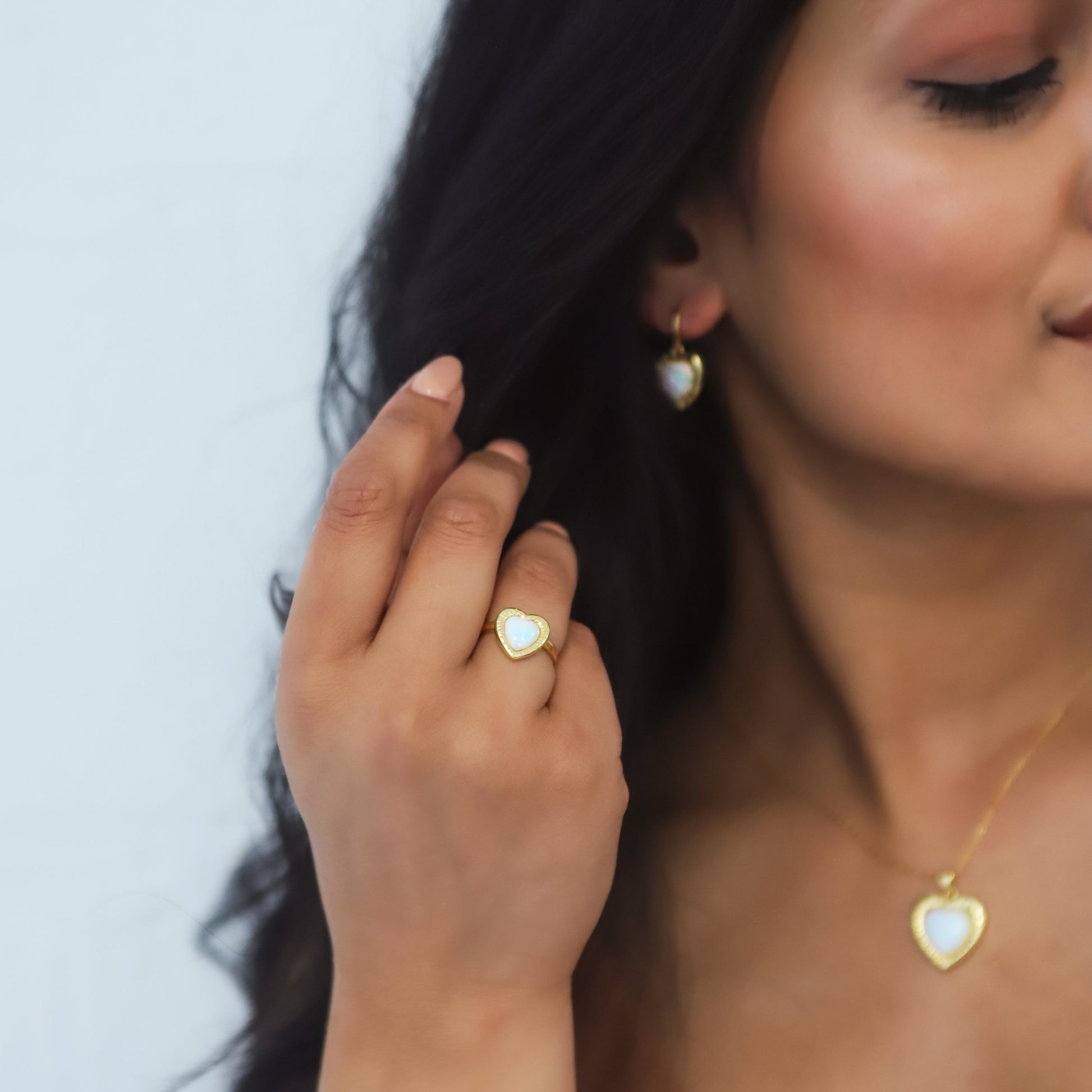 Roxanne Opal Heart Ring | 18k Gold Plated - Ring
