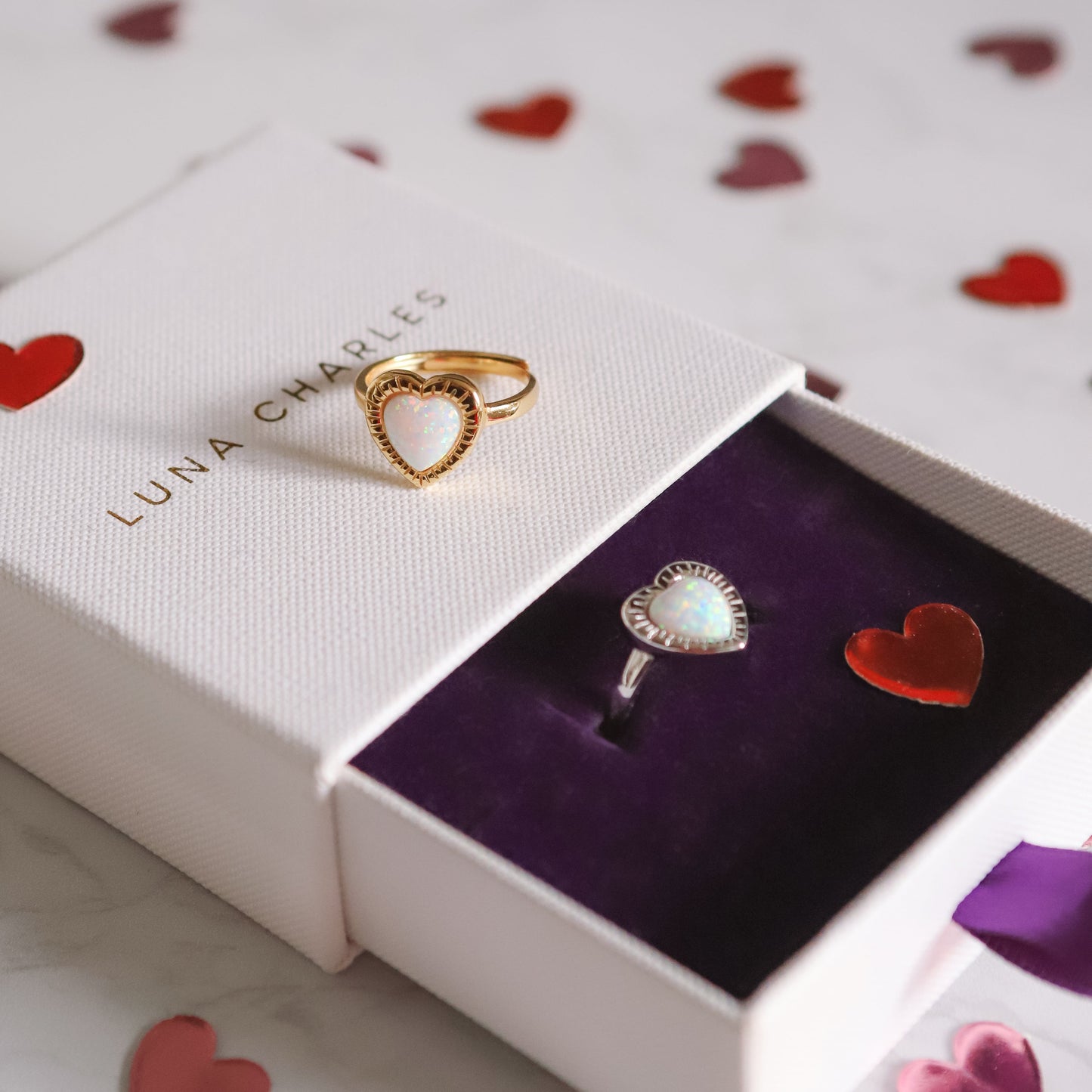 Roxanne Opal Heart Ring | 18k Gold Plated - Ring