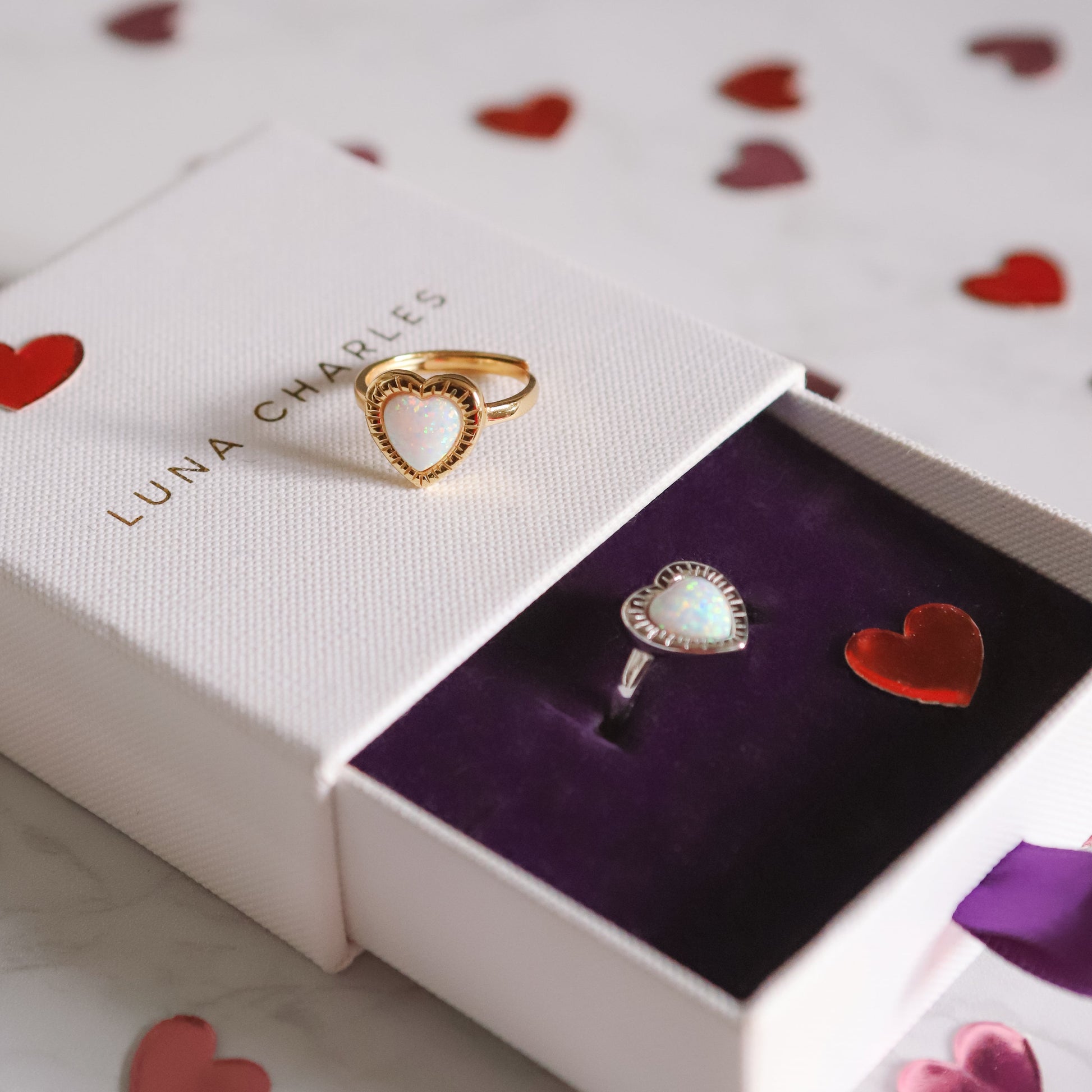 Roxanne Opal Heart Ring | 18k Gold Plated - Ring