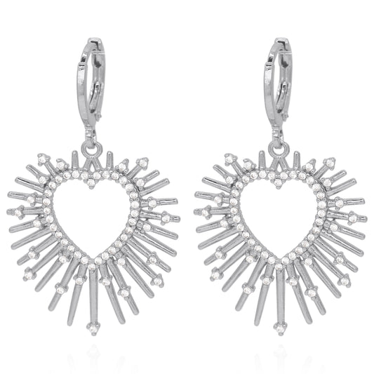 Sadie Starburst Heart Earrings | 925 Silver Plated Brass - Earrings
