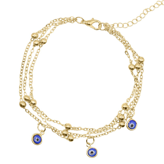 Sevda Evil Eye Chain Anklet | 18K Gold Plated - Anklet