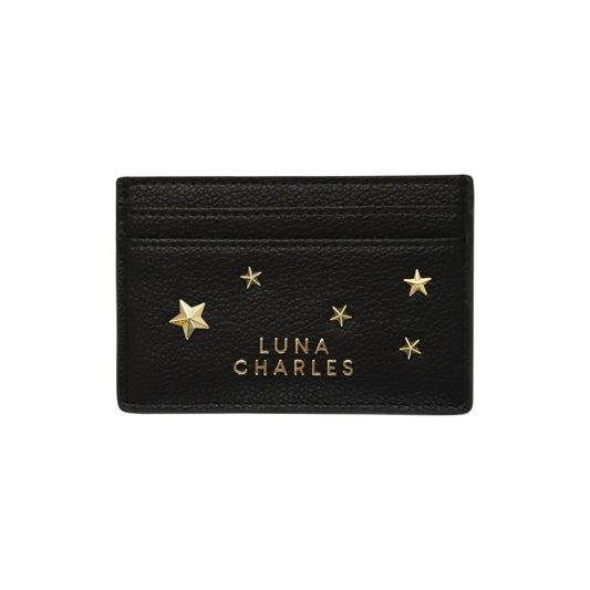 Tala Star Studded Card Holder - Black & Gold - Purse