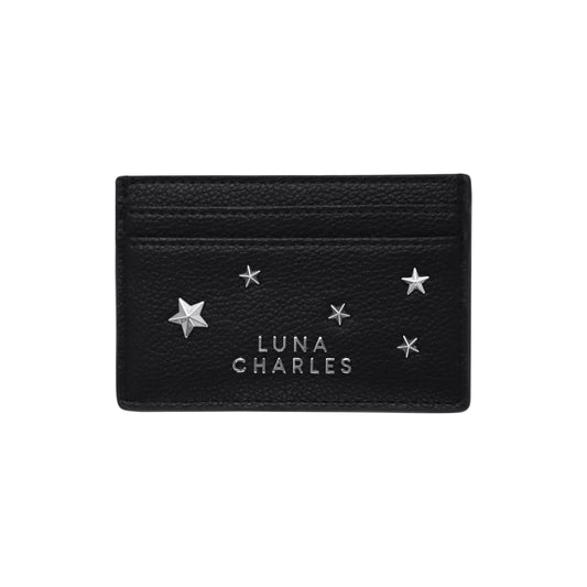Tala Star Studded Card Holder - Black & Silver - Purse