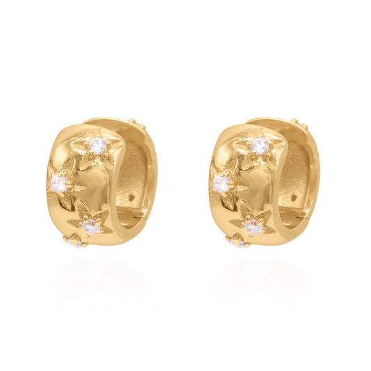 Thea Chunky Star Huggie Earrings | 18K Gold Plated - Earrings