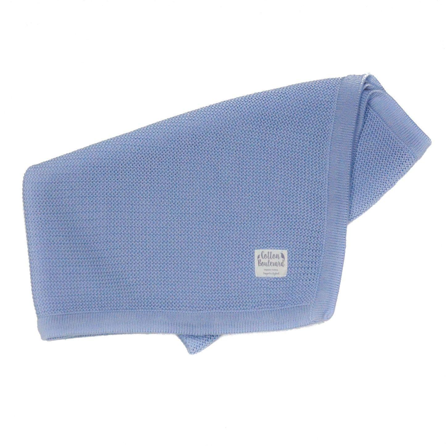 Misty Blue Organic Cotton Knitted Baby Blanket – 100 X 80cm - Receiving Blankets