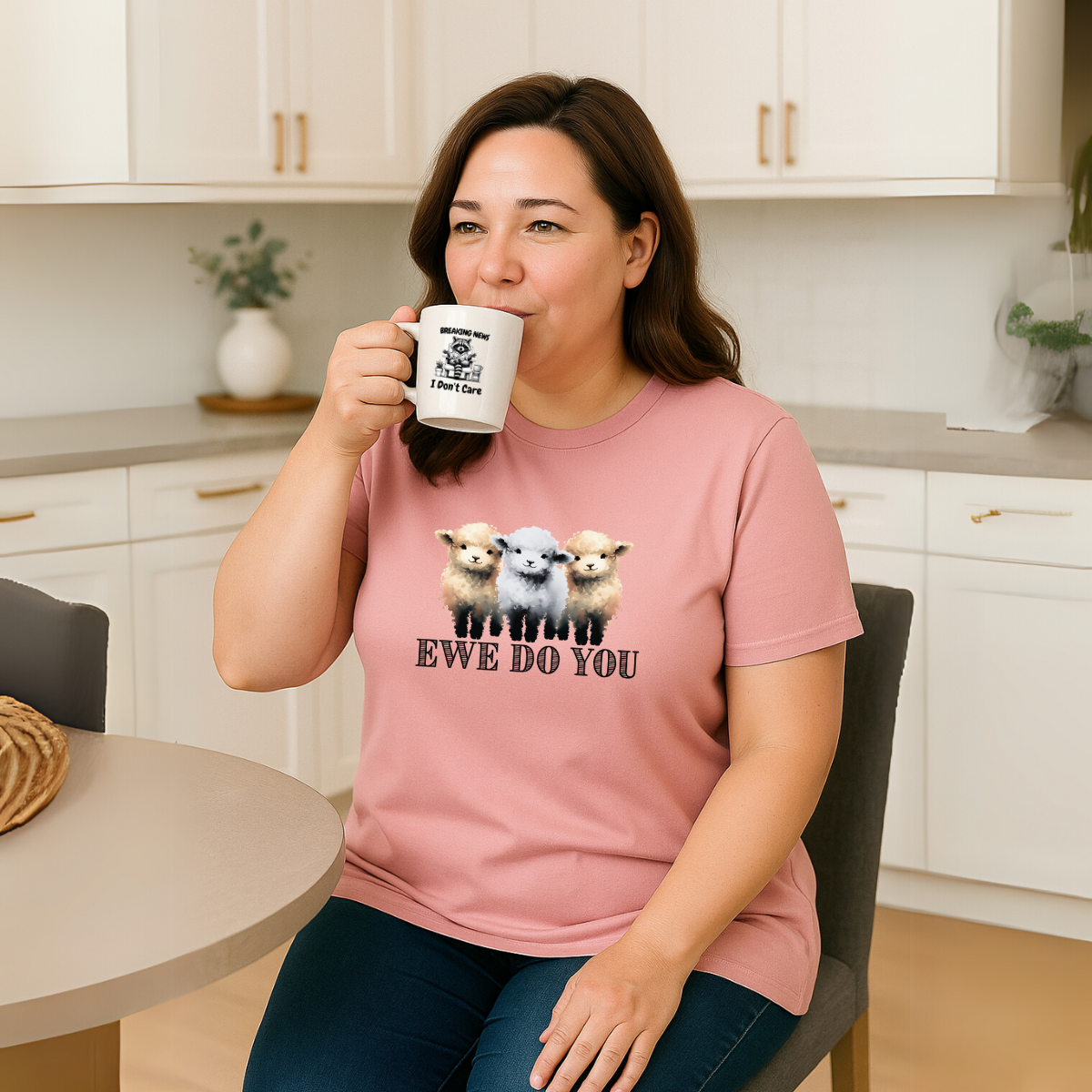 Cotton Long T-shirt Sheep “Ewe Do You” PINK - T-Shirts