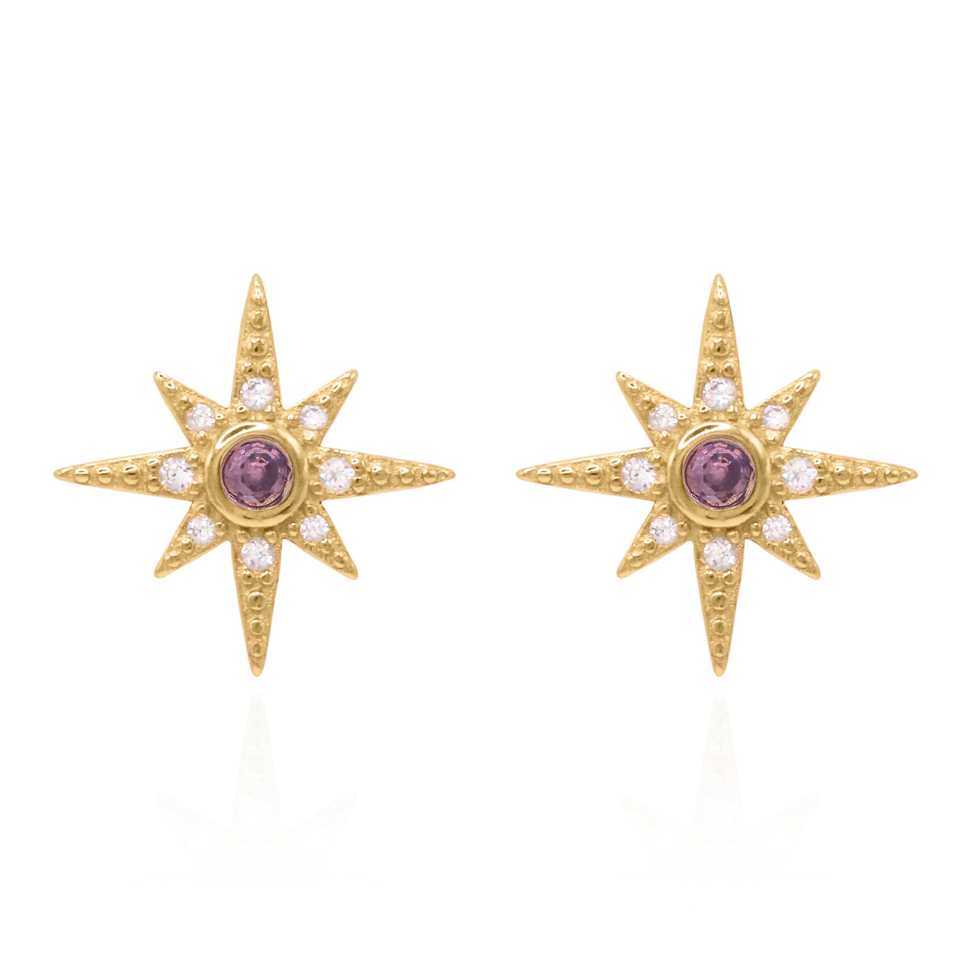 Ursa Birthstone Star Stud Earrings | 18K Gold Plated - Earrings
