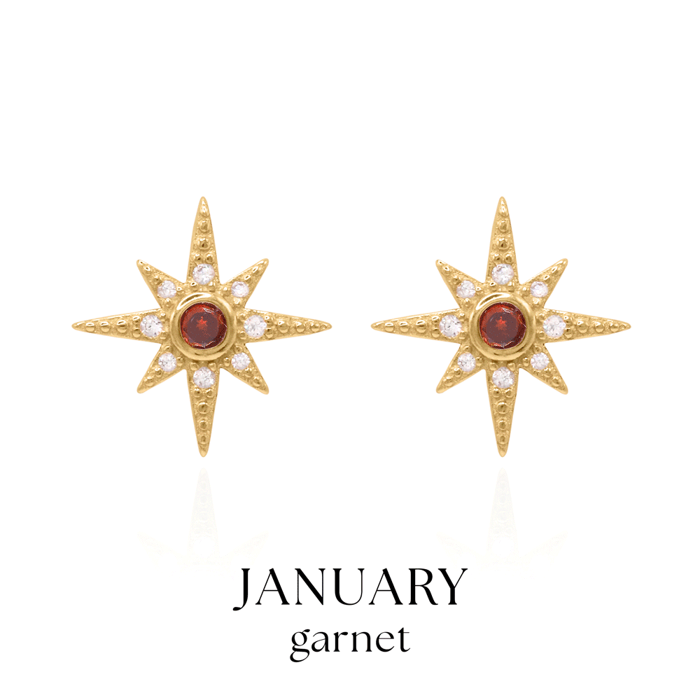 Ursa Birthstone Star Stud Earrings | 18K Gold Plated - Earrings
