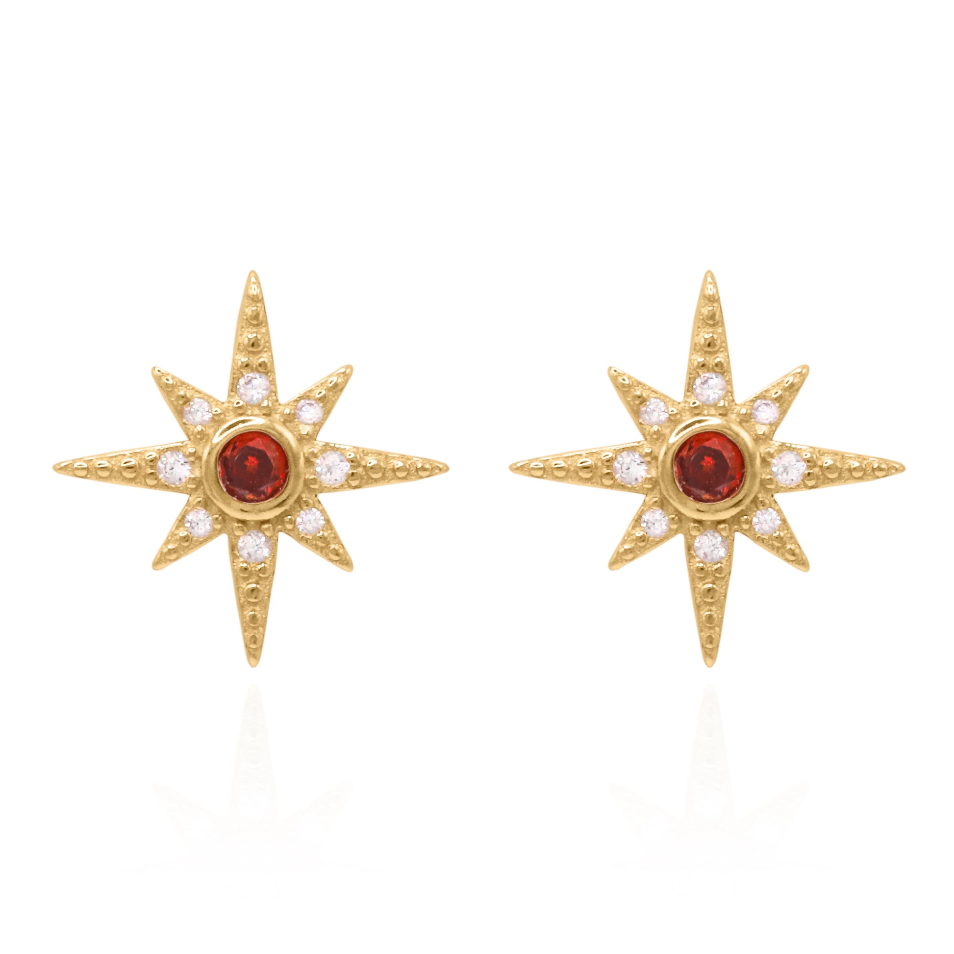 Ursa Birthstone Star Stud Earrings | 18K Gold Plated - Earrings