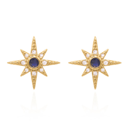 Ursa Birthstone Star Stud Earrings | 18K Gold Plated - Earrings