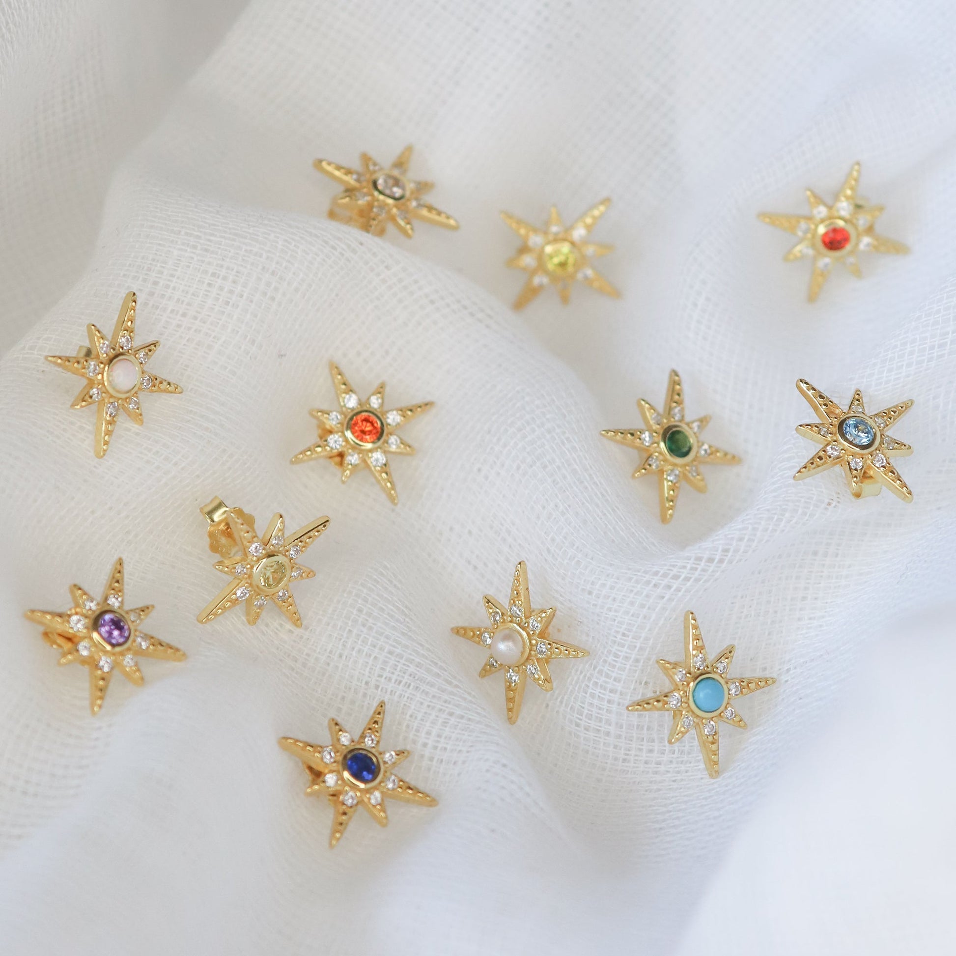 Ursa Birthstone Star Stud Earrings | 18K Gold Plated - Earrings
