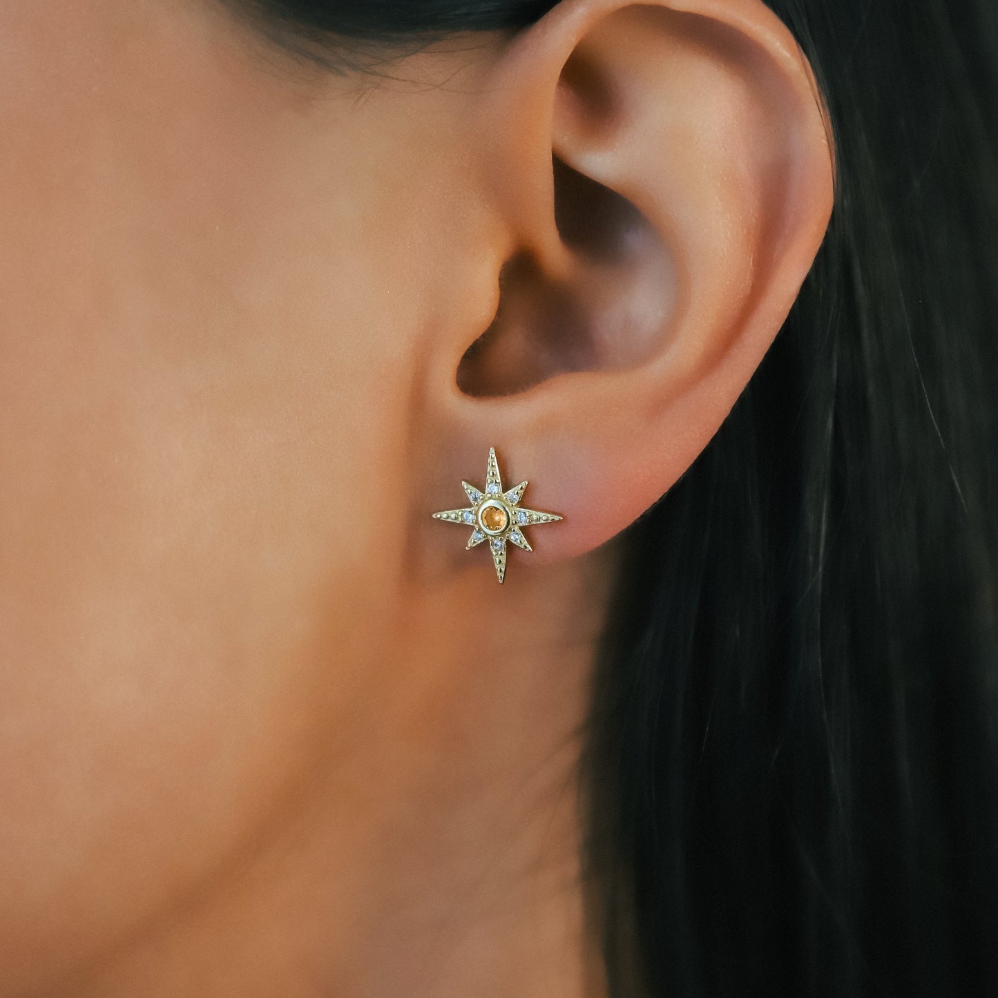 Ursa Birthstone Star Stud Earrings | 18K Gold Plated - Earrings
