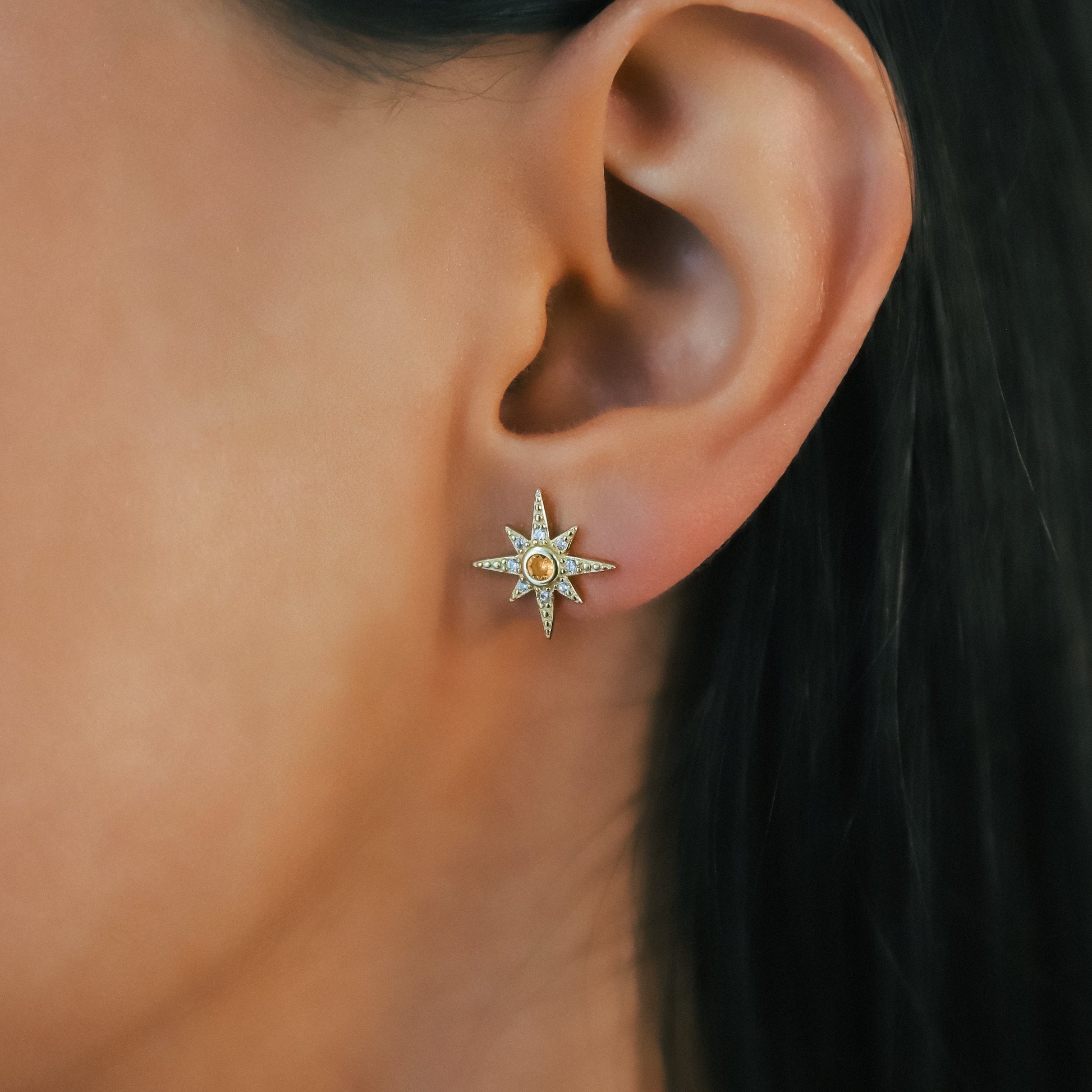 Ursa Birthstone Star Stud Earrings | 18K Gold Plated - Earrings