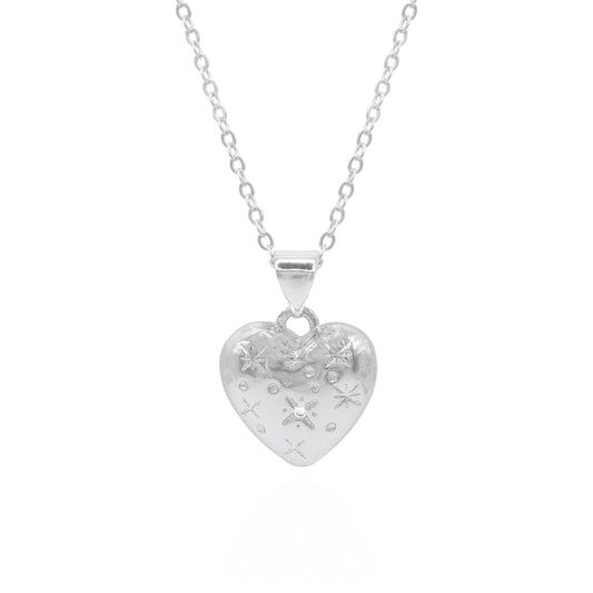 Vida Bubble Heart Necklace | 925 Sterling Silver - Necklace