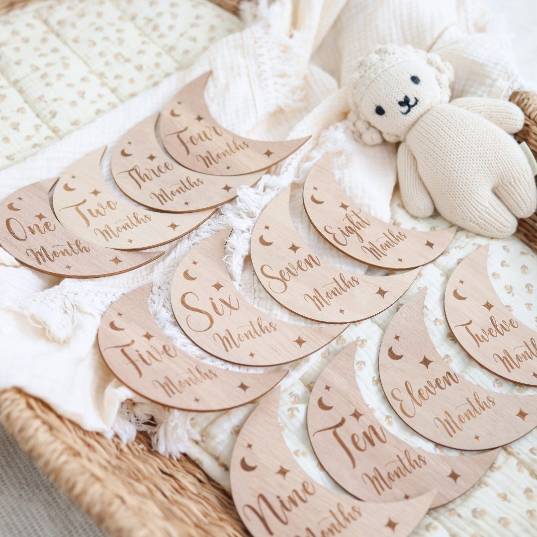 Wooden Month-by-Month Baby Milestone Set - Baby & Toddler
