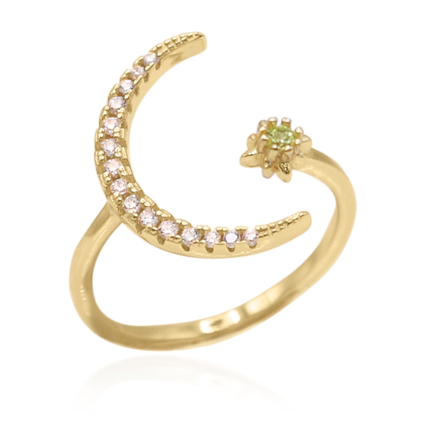 Zira Star and Moon Birthstone Ring | 18K Gold Plated August - Ring