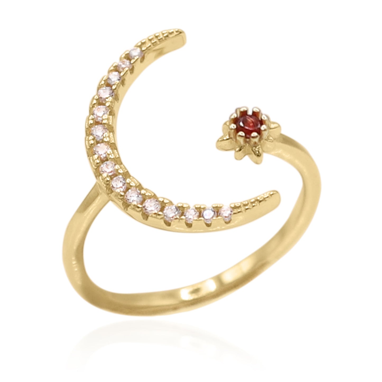 Zira Star and Moon Birthstone Ring | 18K Gold Plated January - Ring