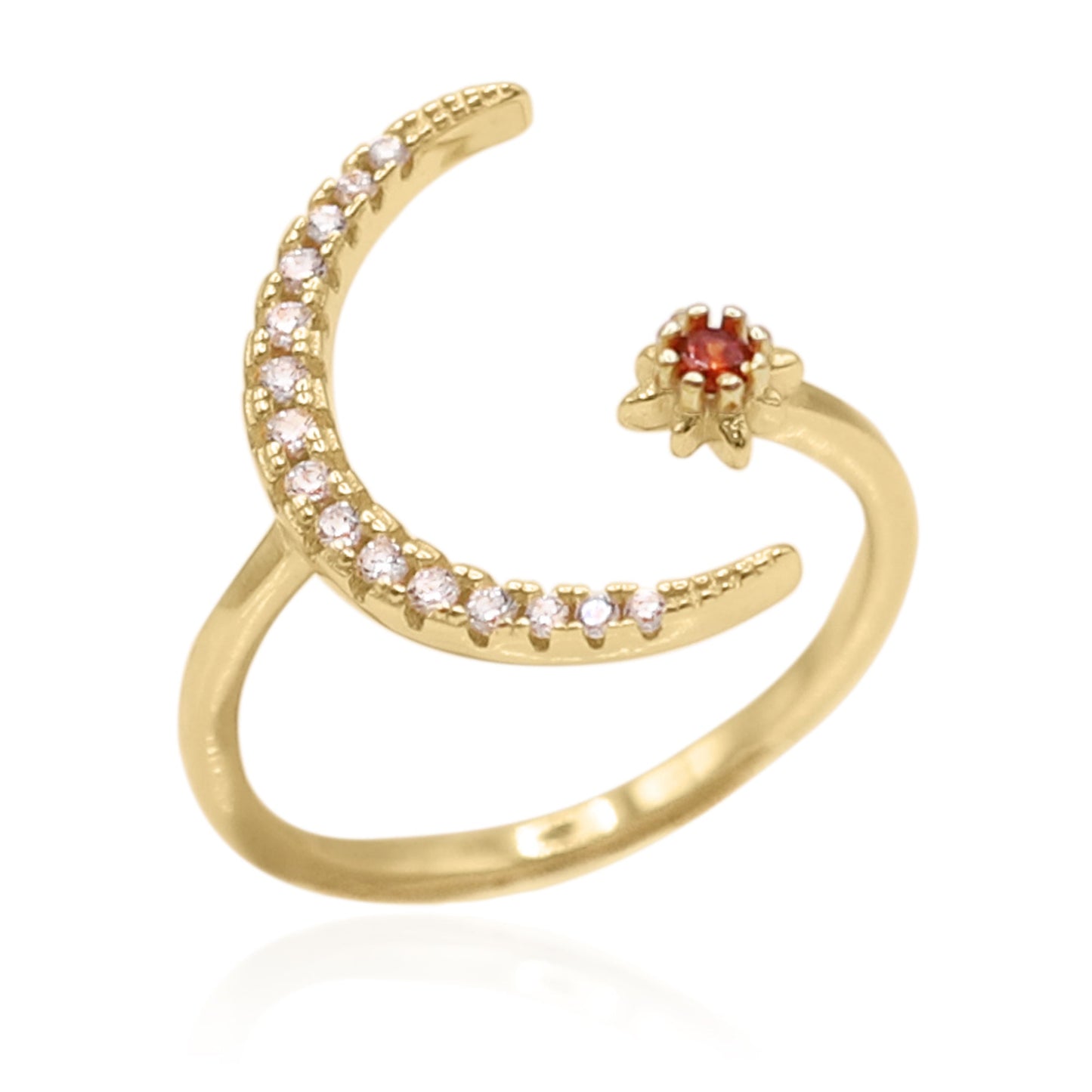 Zira Star and Moon Birthstone Ring | 18K Gold Plated July - Ring