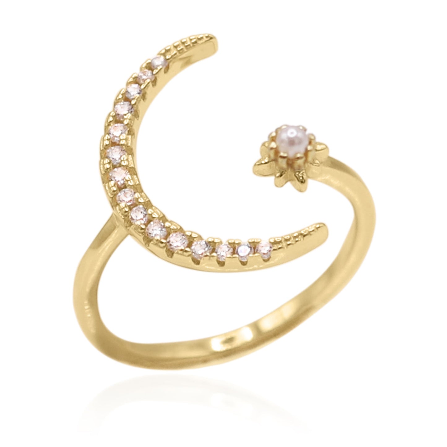 Zira Star and Moon Birthstone Ring | 18K Gold Plated June - Ring