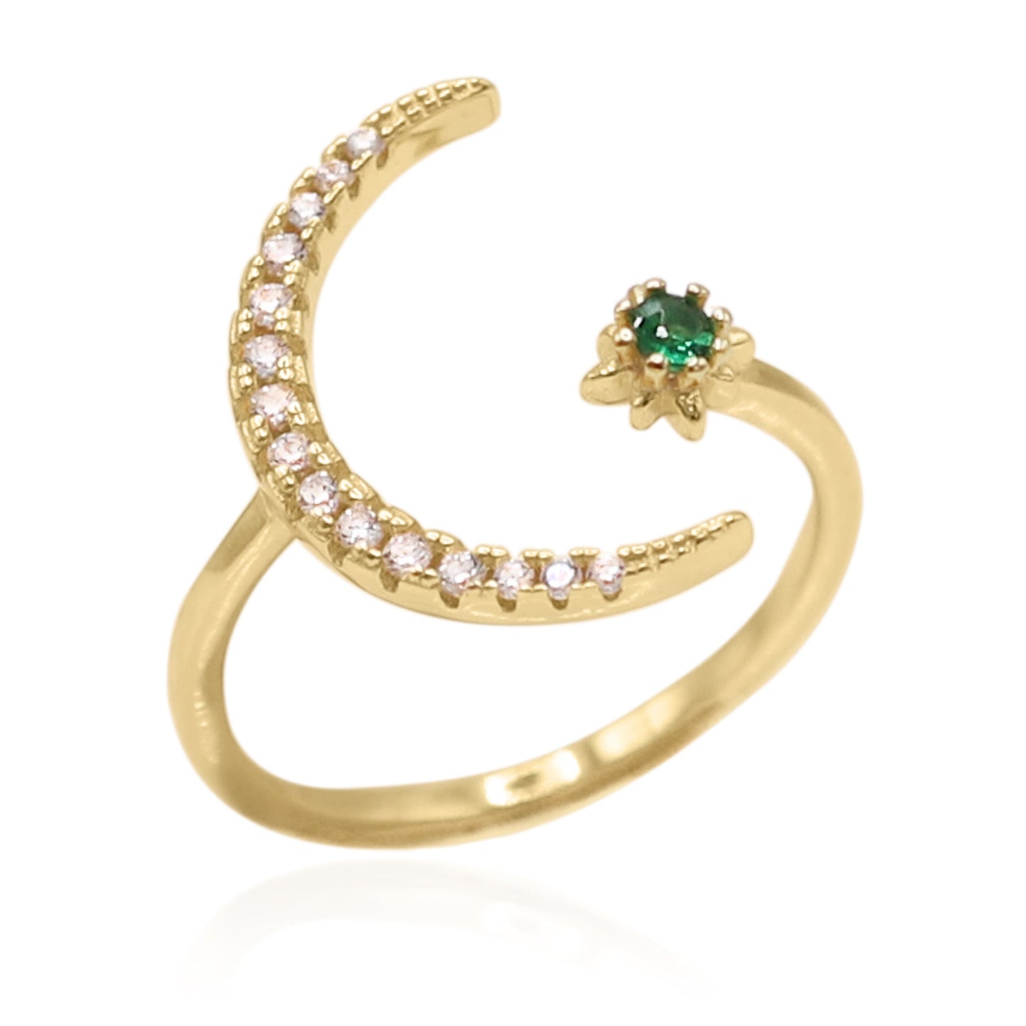 Zira Star and Moon Birthstone Ring | 18K Gold Plated - Ring